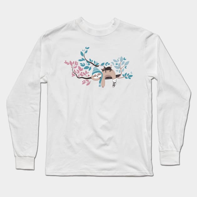 Hygge sloth Long Sleeve T-Shirt by SelmaCardoso